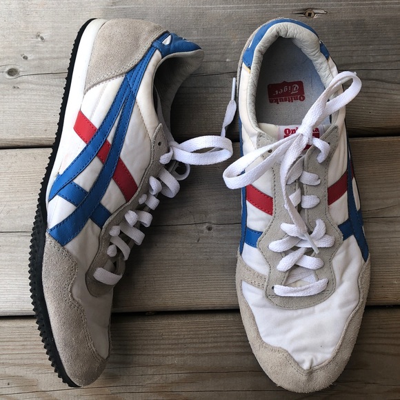 Onitsuka Tiger by Asics Shoes - Women's 9 Asics Onitsuka Tiger Serrano White Red Blue Casual Sneaker Runner